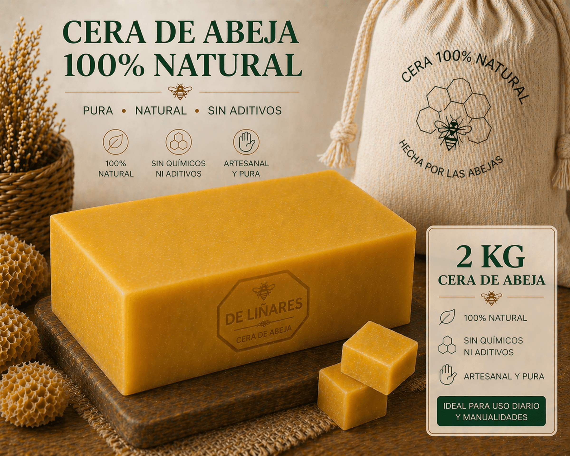 Cera de abeja Amarilla 100% Natural Ideal para Cosmetica - 9