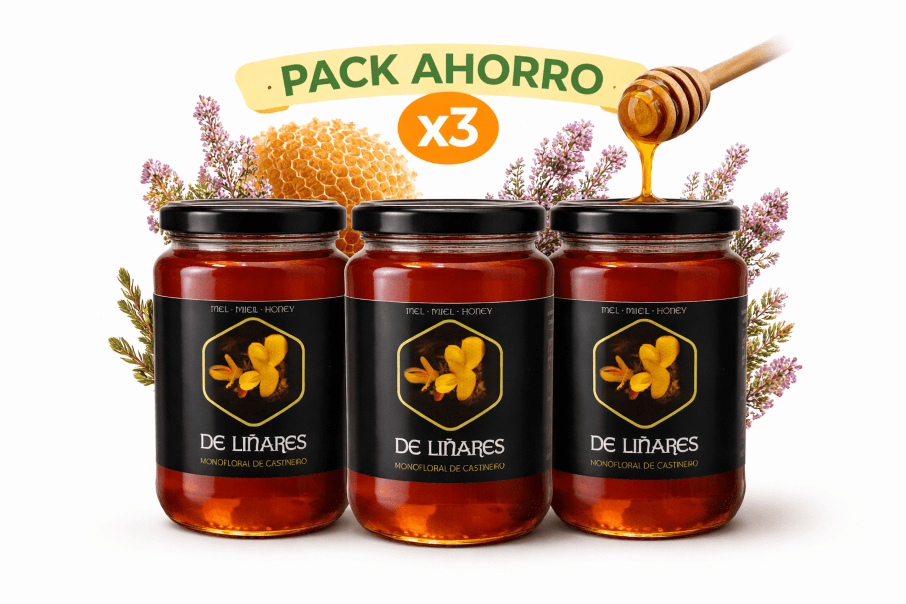 Pack Ahorro Miel Monofloral De Castaño x3 - Mel De Liñares - 2