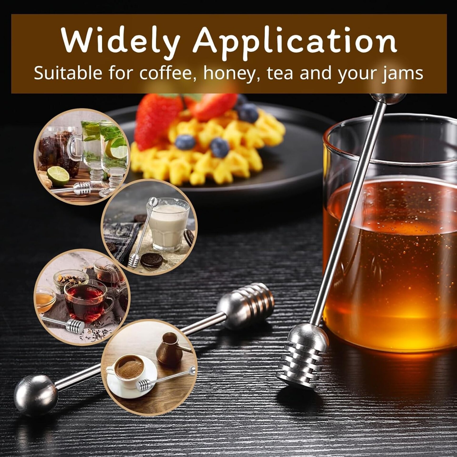 Set 3 Cucharas para Miel y Mermelada de Acero Inoxidable – Antigoteo y Colgantes - 5