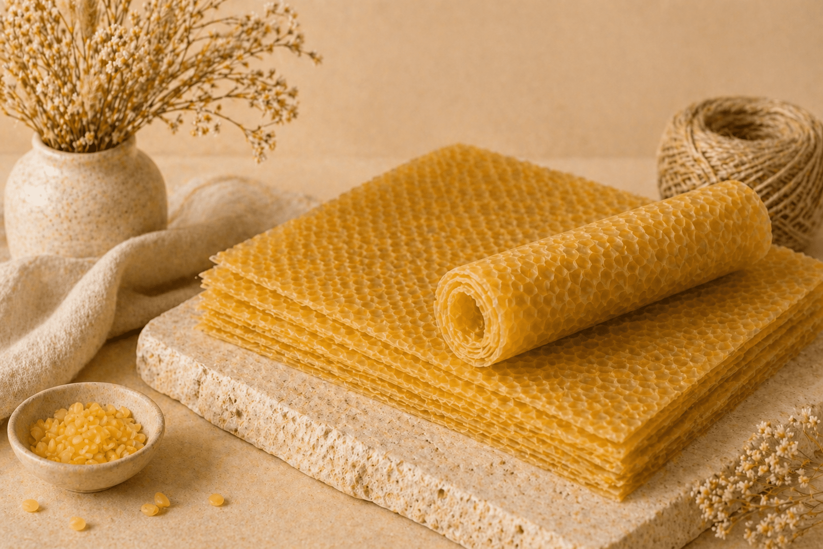 Láminas de Cera de Abeja Natural Amarilla · Apicultura y Velas - 3