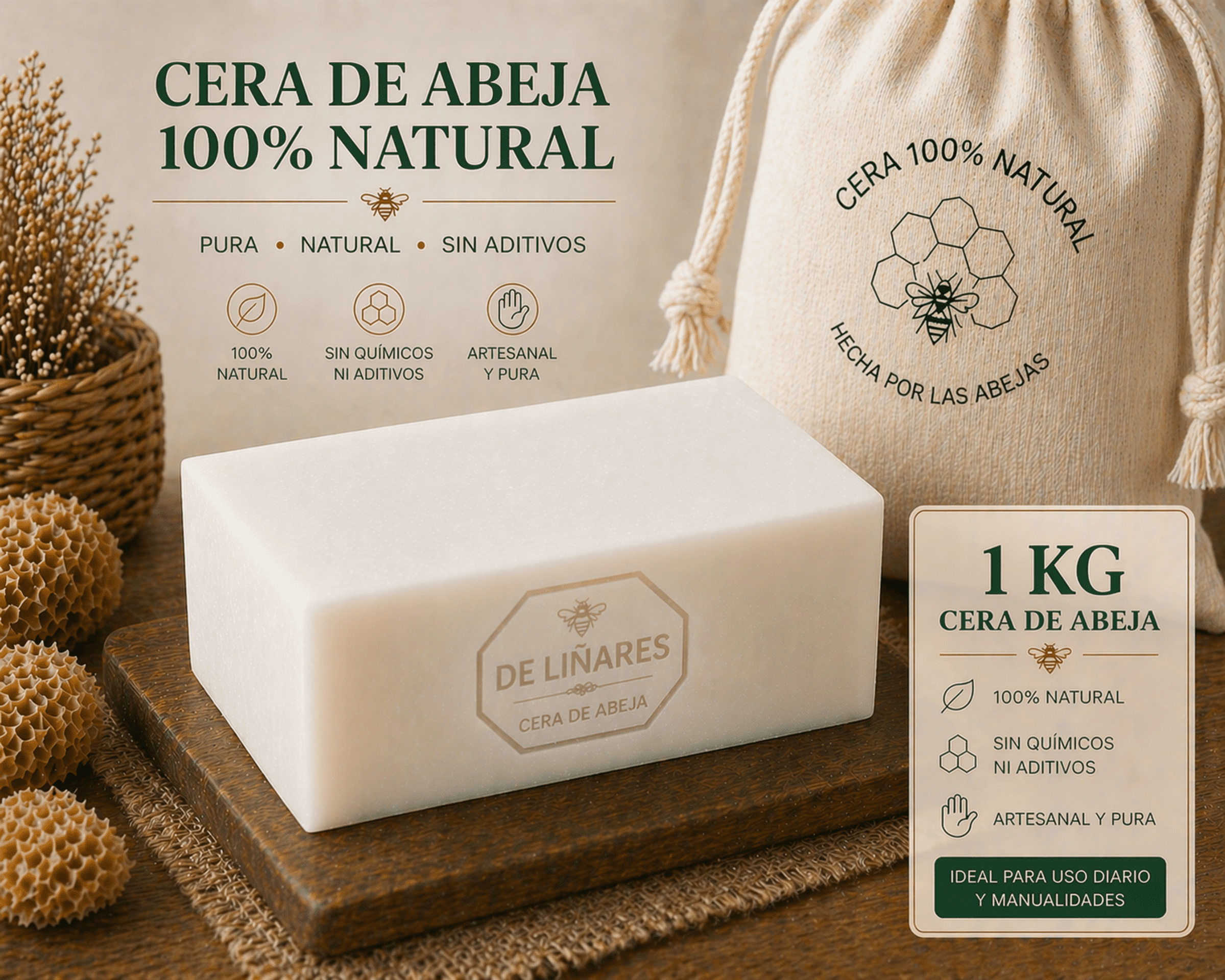 Cera de Abejas Blanca 100% Natural Ideal para Velas - 8