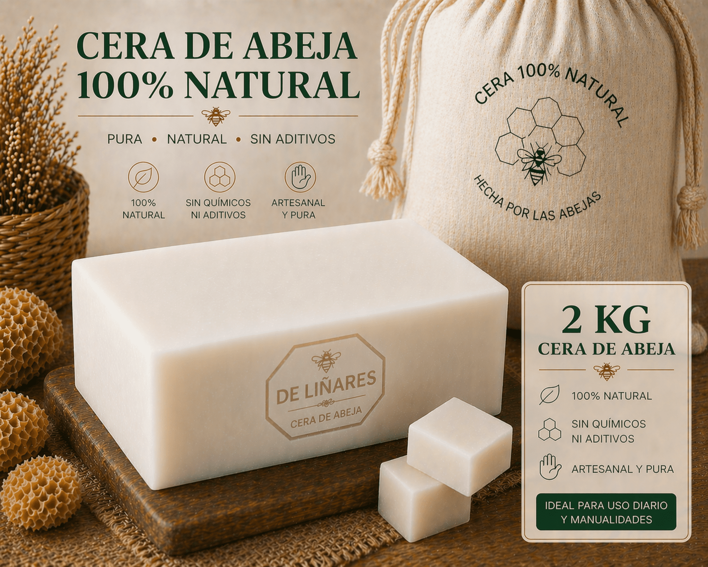 Cera de Abejas Blanca 100% Natural Ideal para Velas - 9
