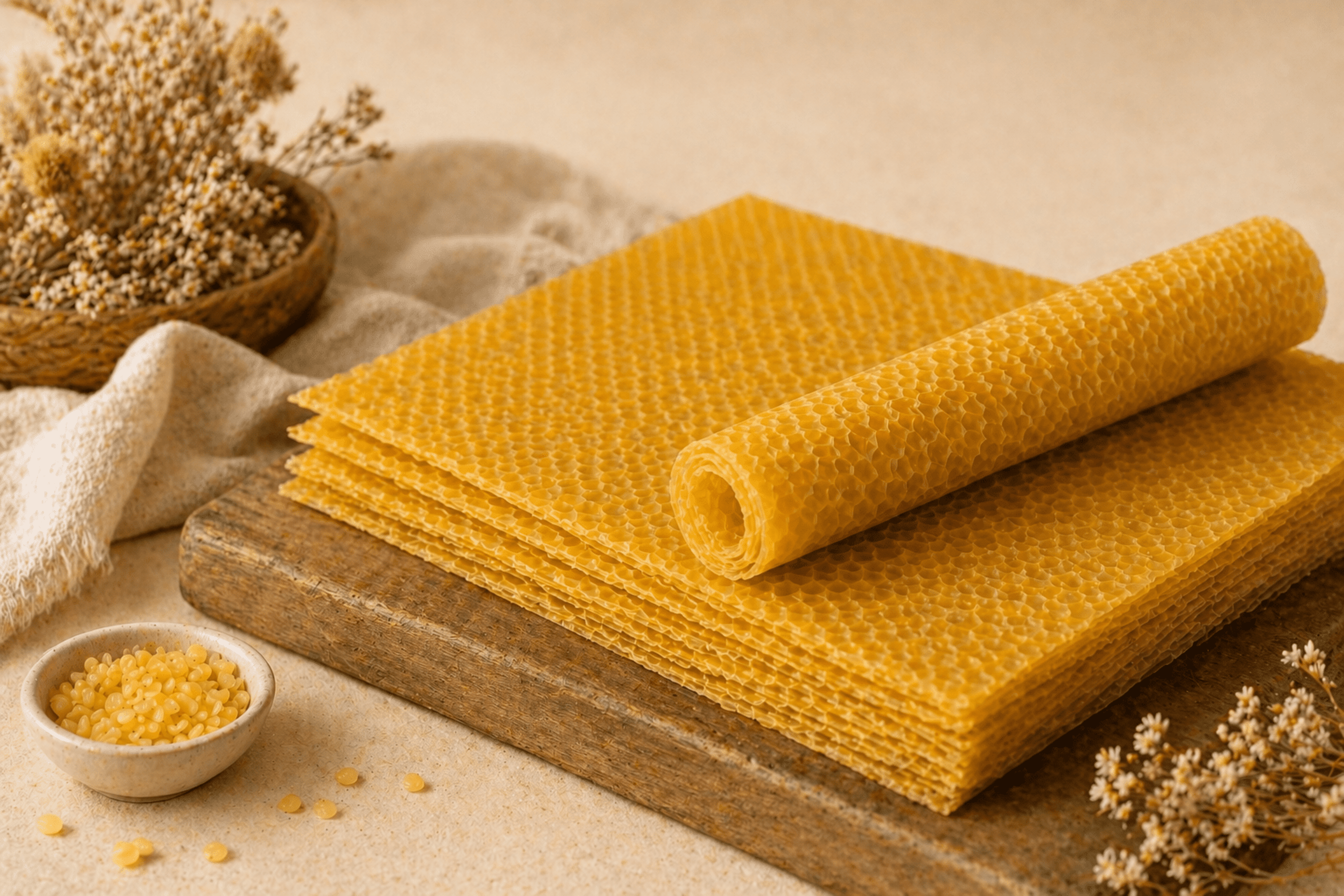 Láminas de Cera de Abeja Natural Amarilla · Apicultura y Velas - 2