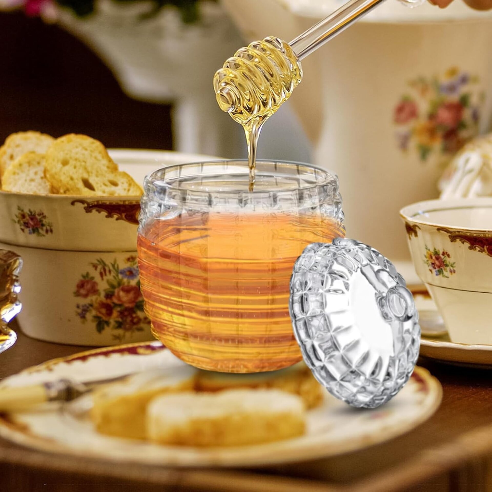 Dispensador de Miel de Cristal 240 ml con Cuchara - 2