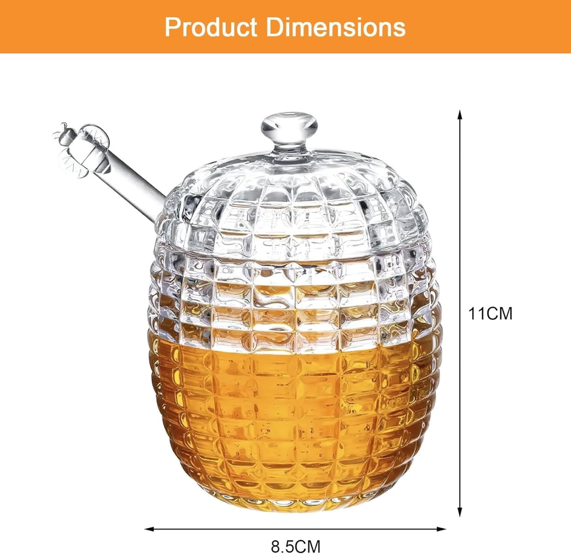 Dispensador de Miel de Cristal 240 ml con Cuchara - 7