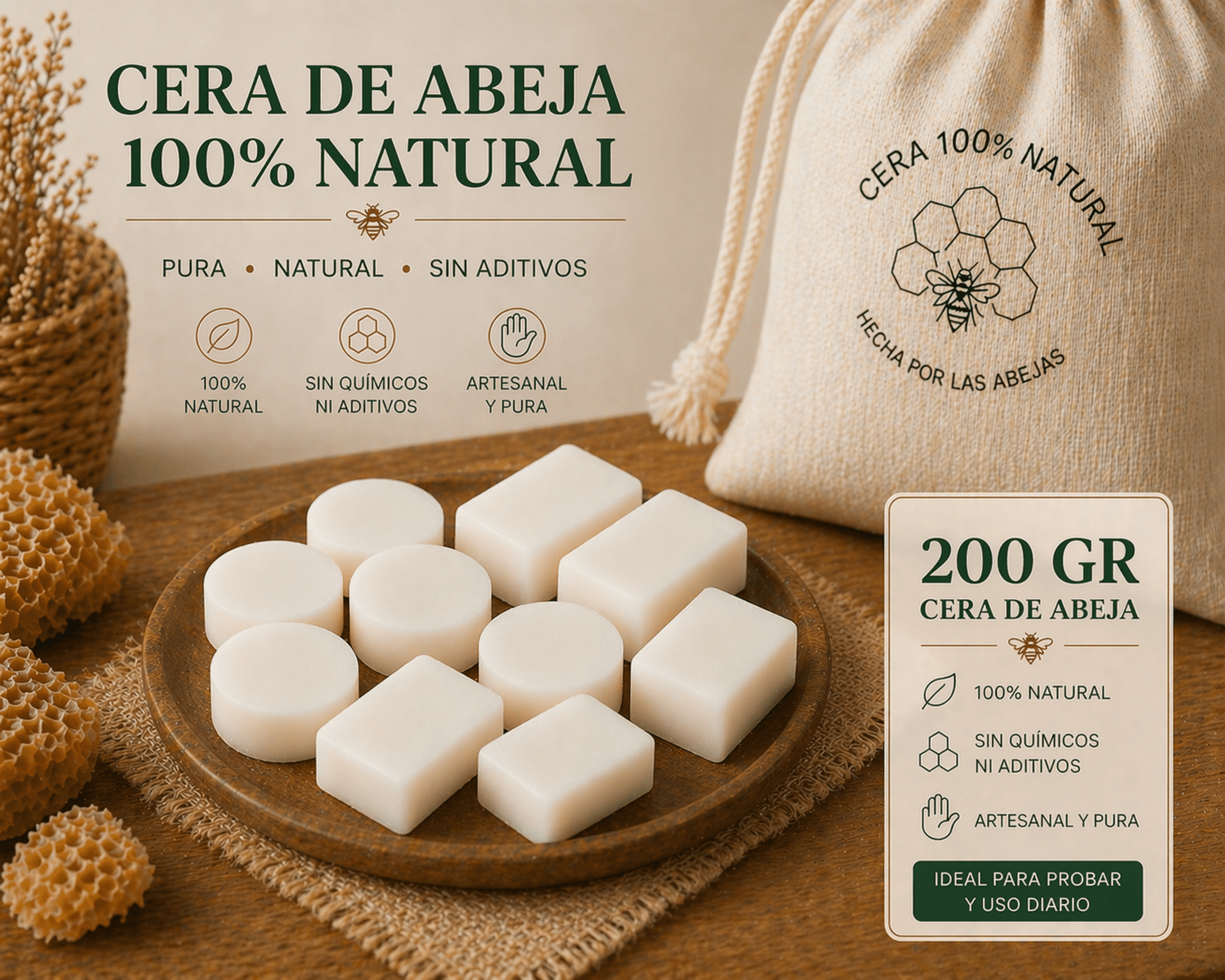 Cera de Abejas Blanca 100% Natural Ideal para Velas - 6