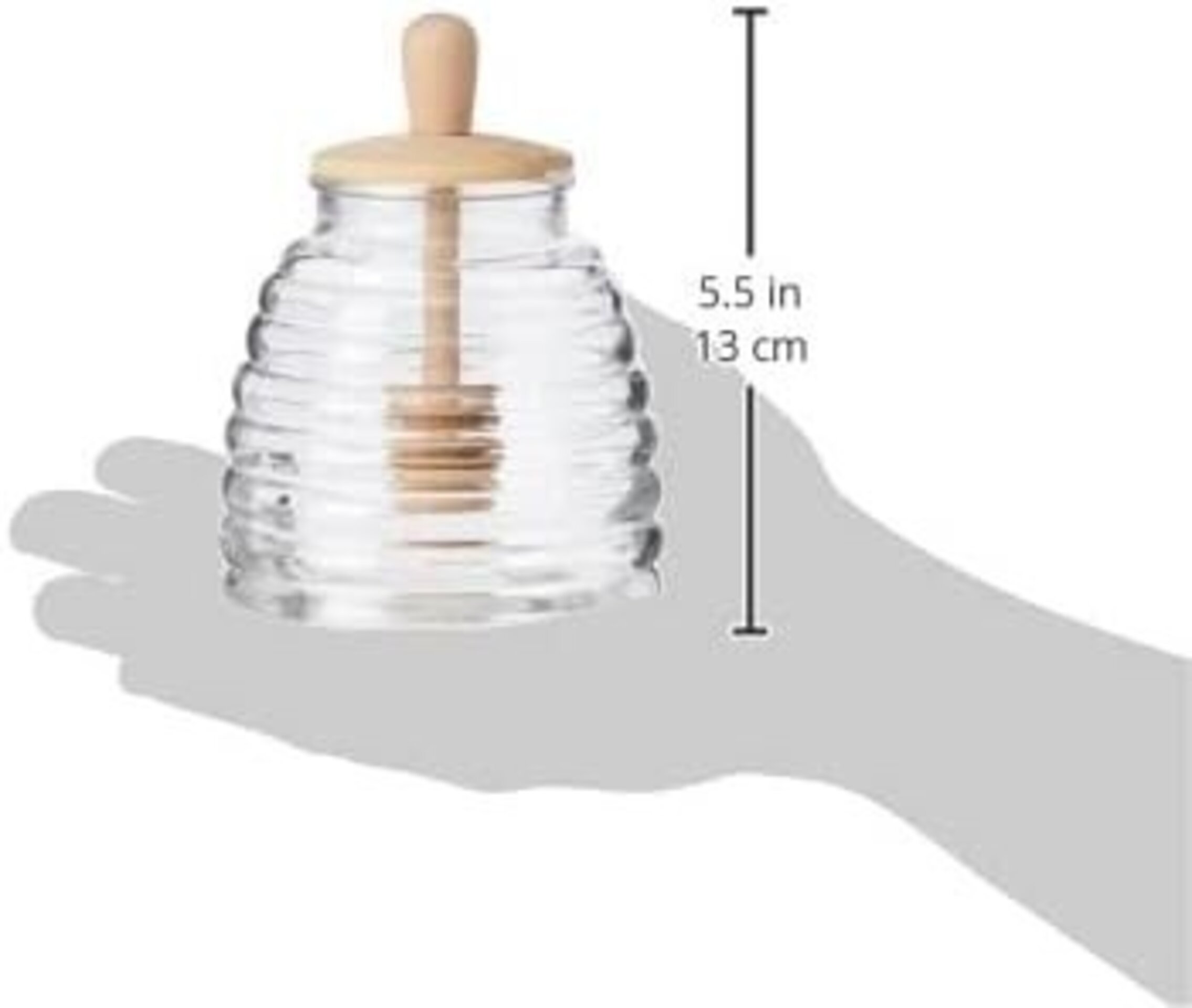 Tarro para Miel de Cristal con Dispensador de Madera Integrado - 3