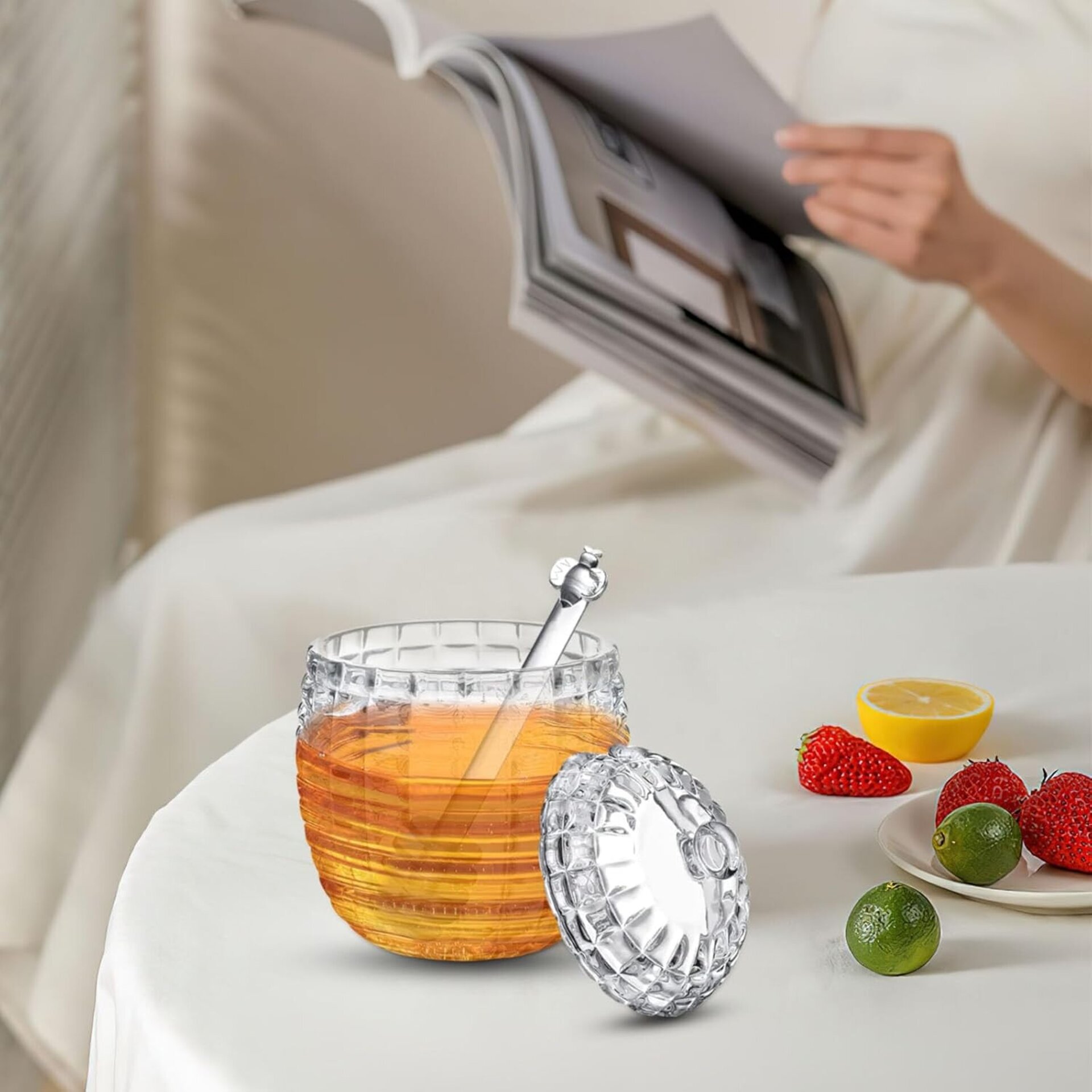 Dispensador de Miel de Cristal 240 ml con Cuchara - 6