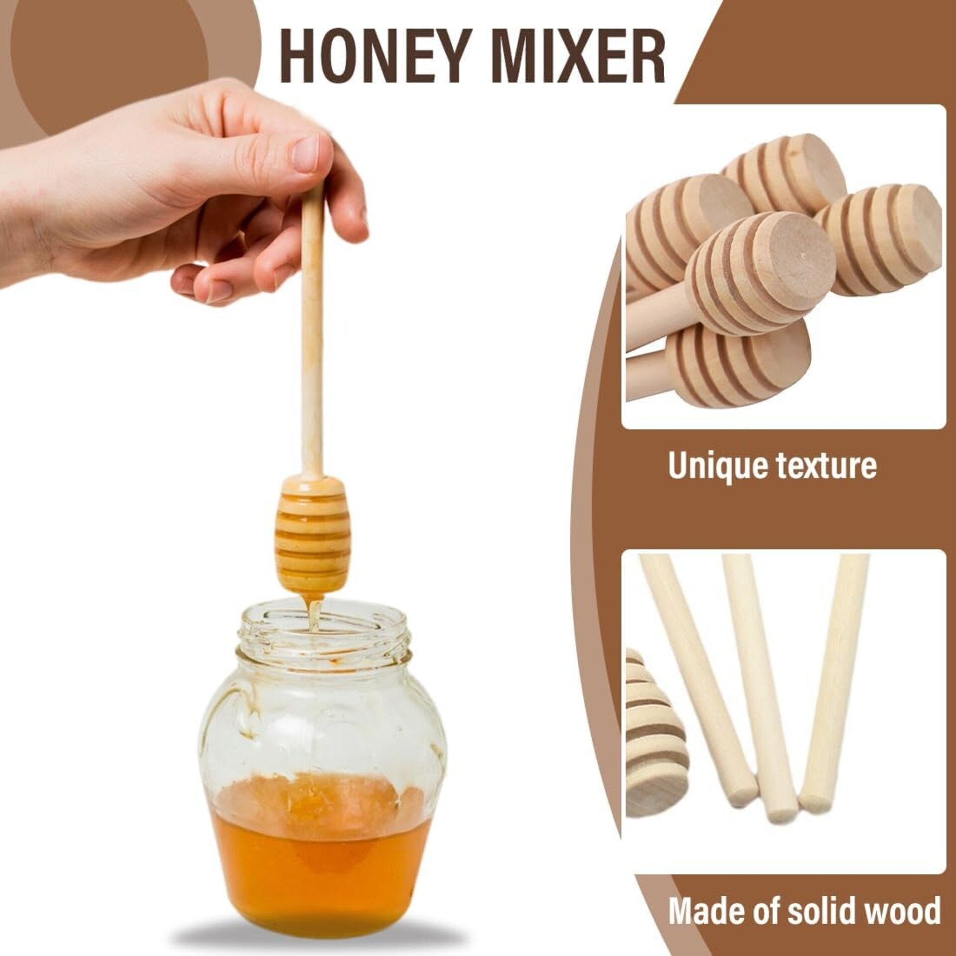 Agitador y Cuchara de Miel de Madera (15 cm + 14 cm) - 4