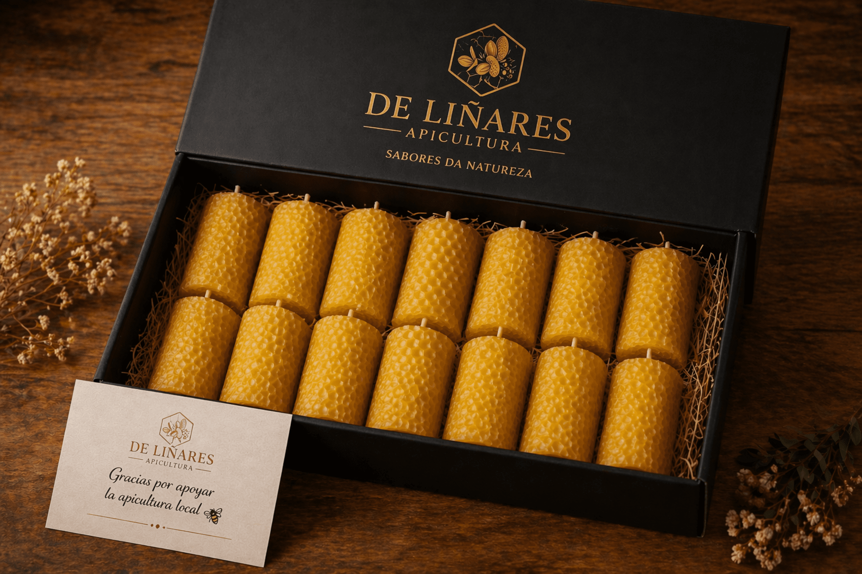 Pack Regalo Velas Naturales · Caja Premium - Mel de Liñares - 5