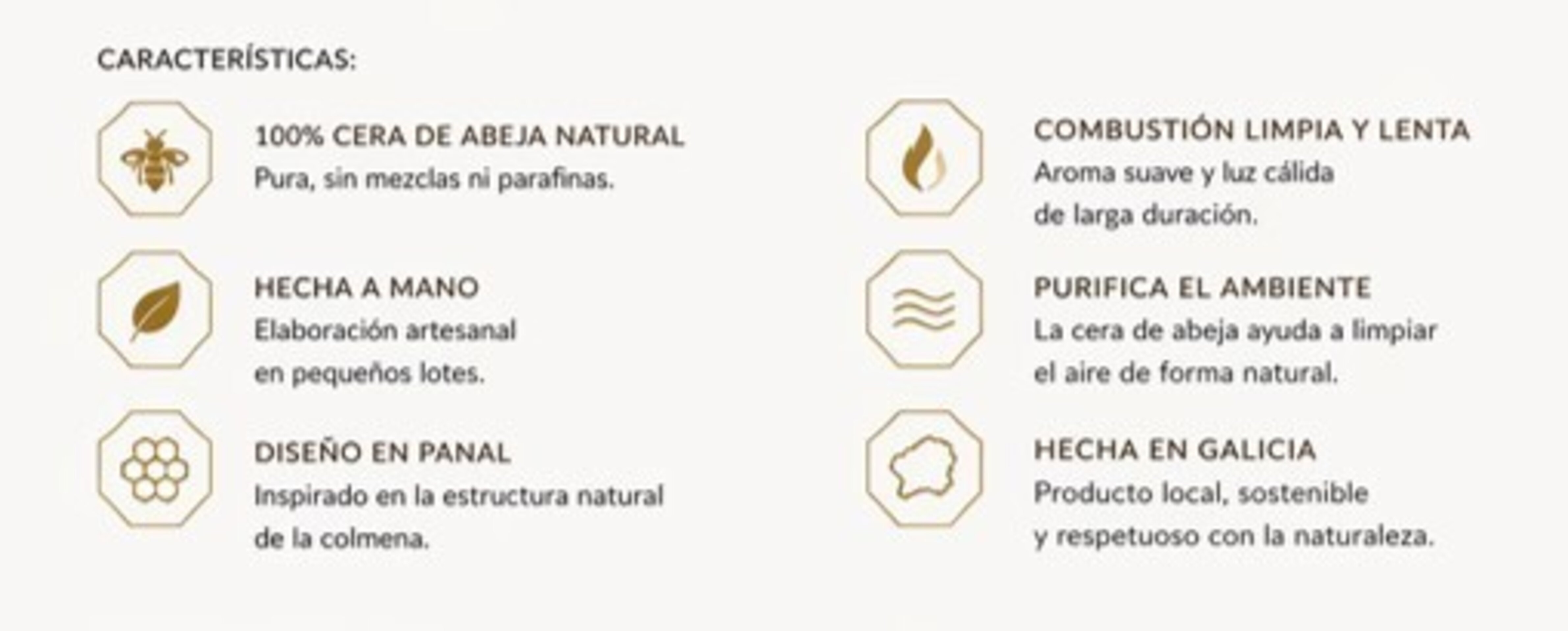 Vela de Cera de Abeja Natural · Diseño Panal | Mel de Liñares - 4