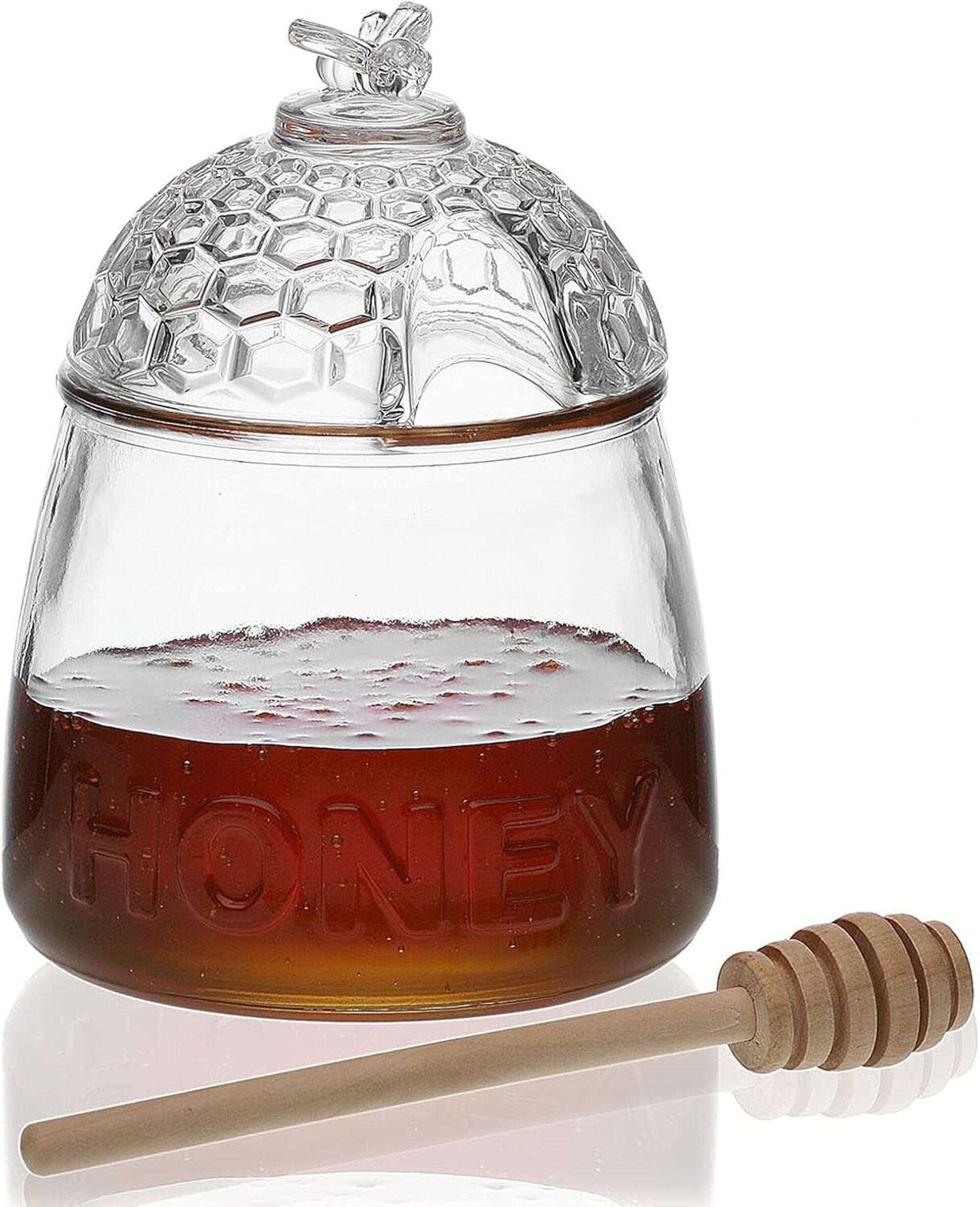 Tarro para Miel de Cristal 500 ml con Cuchara Dispensadora Antigoteo - 6