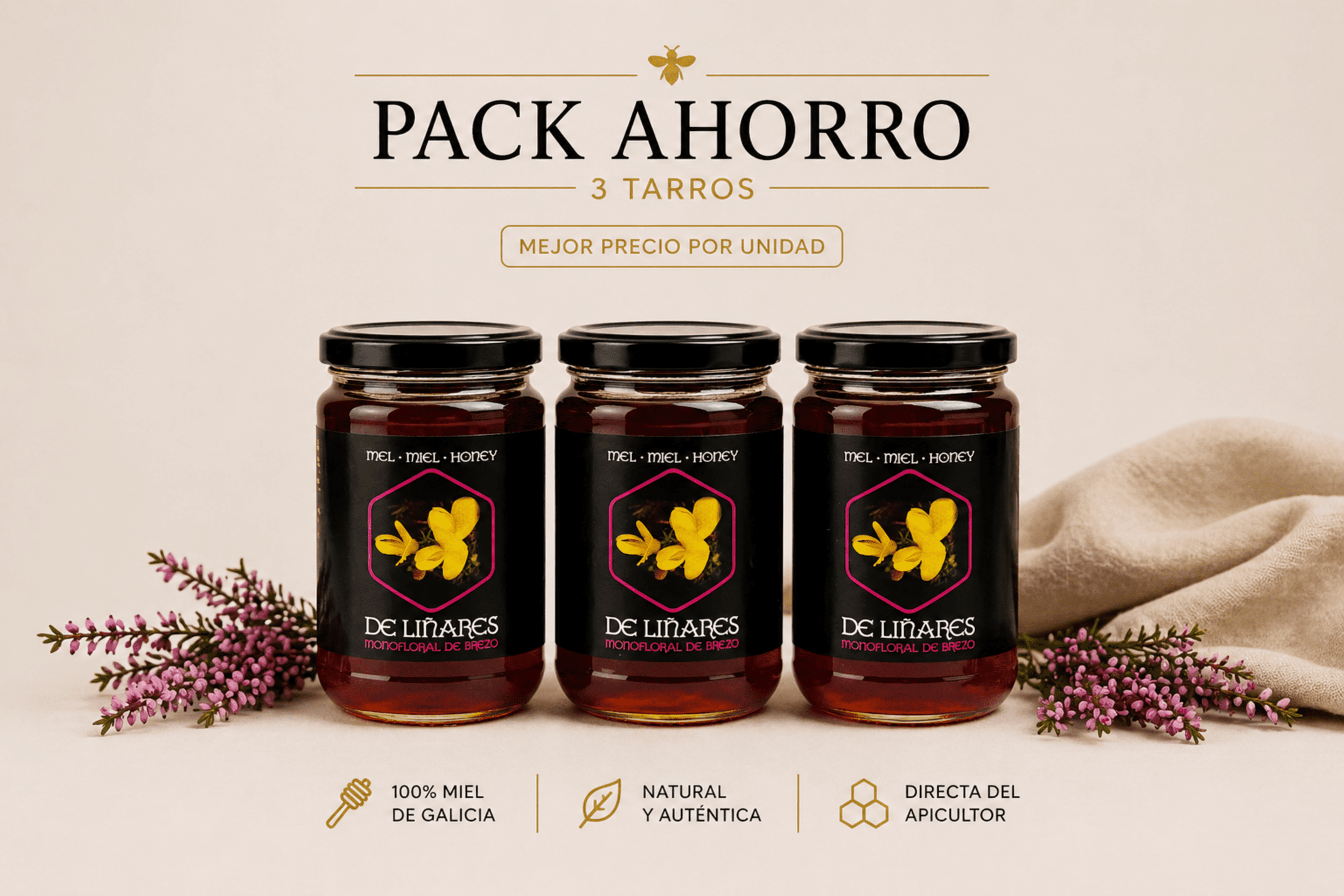 Pack Ahorro Miel Monofloral De Brezo x3 - Mel De Liñares - 2