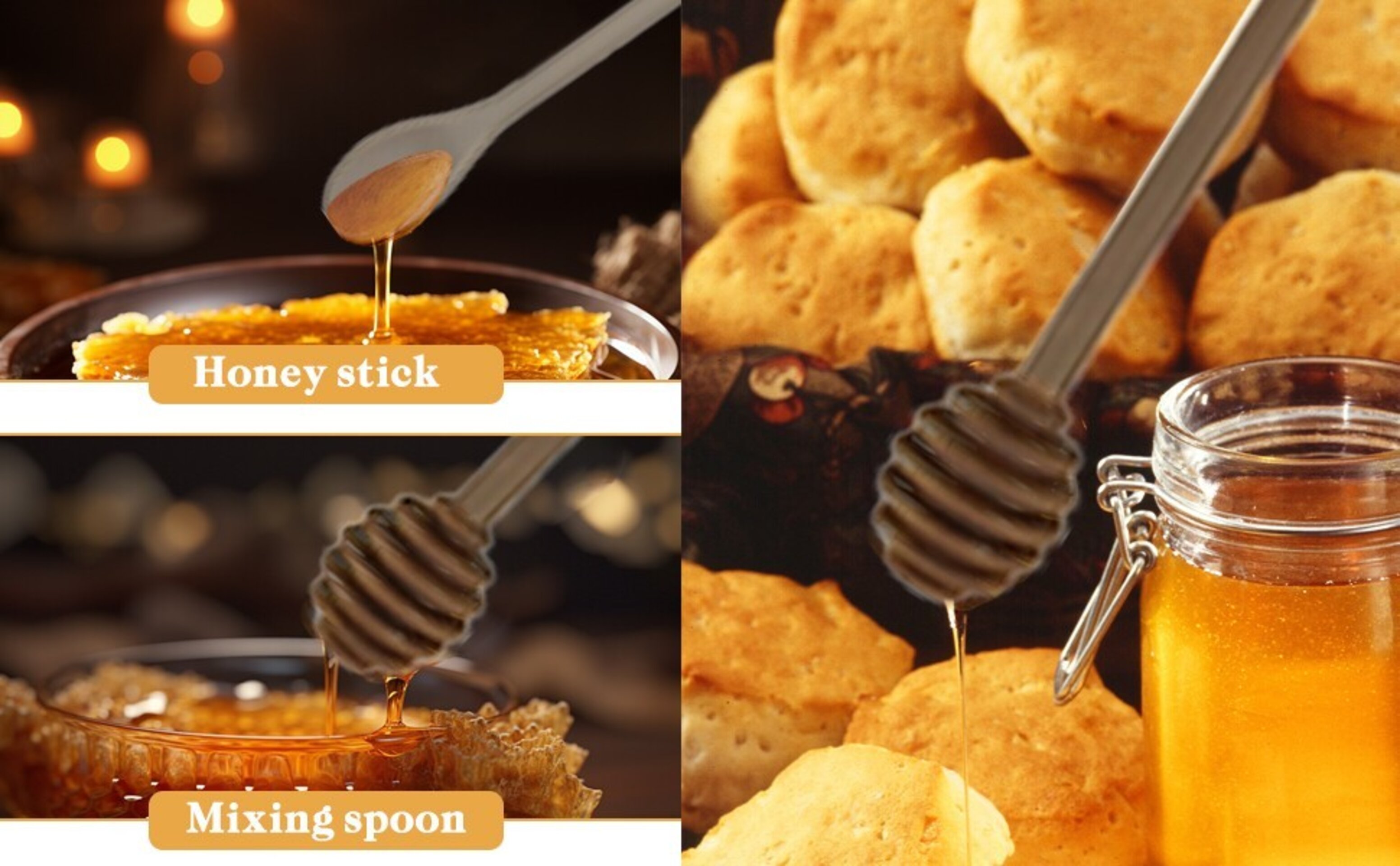 Cuchara de Miel de Silicona 25 cm  – Dispensador y Agitador - 4