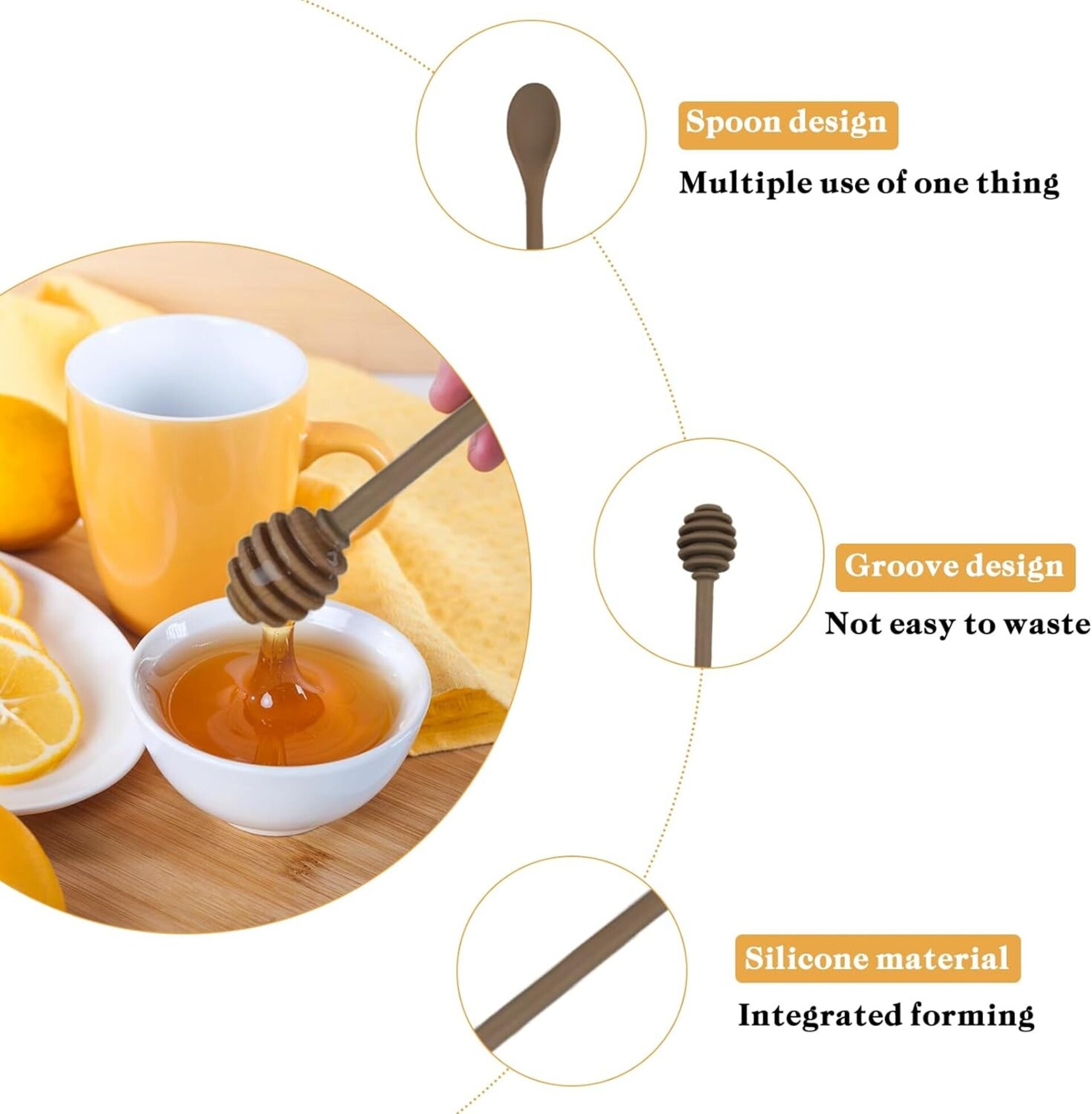 Cuchara de Miel de Silicona 25 cm  – Dispensador y Agitador - 3