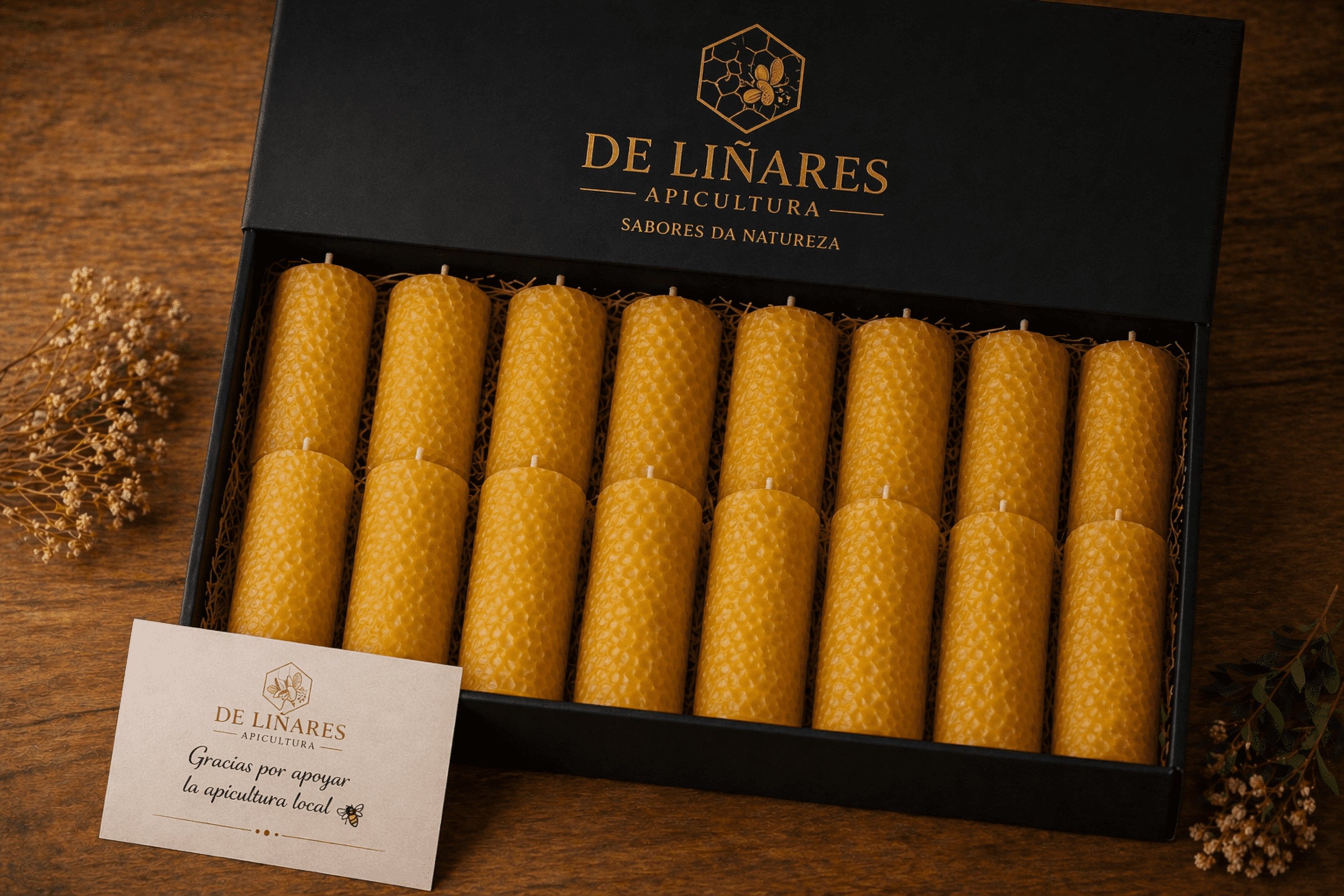 Pack Regalo Velas Naturales · Caja Premium - Mel de Liñares - 6