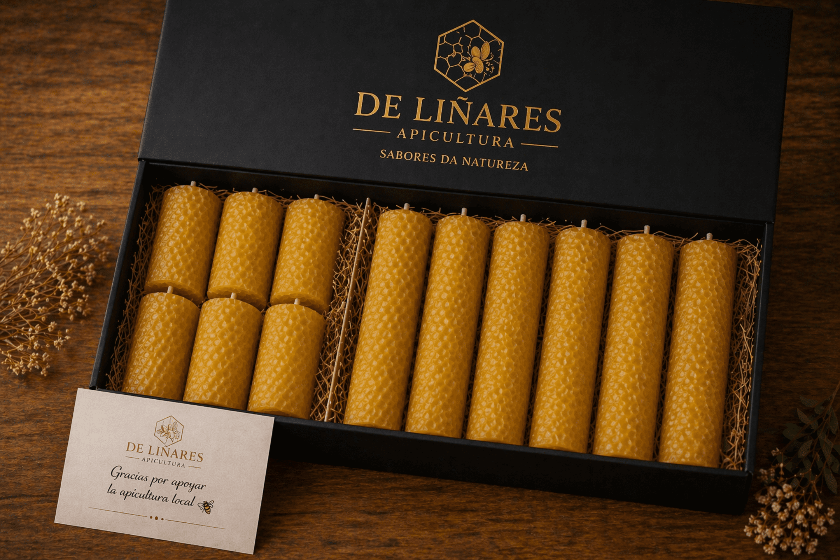 Pack Regalo Velas Naturales · Caja Premium - Mel de Liñares - 7