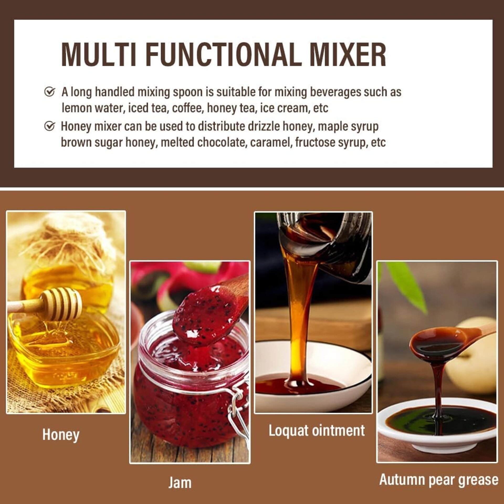 Agitador y Cuchara de Miel de Madera (15 cm + 14 cm) - 5