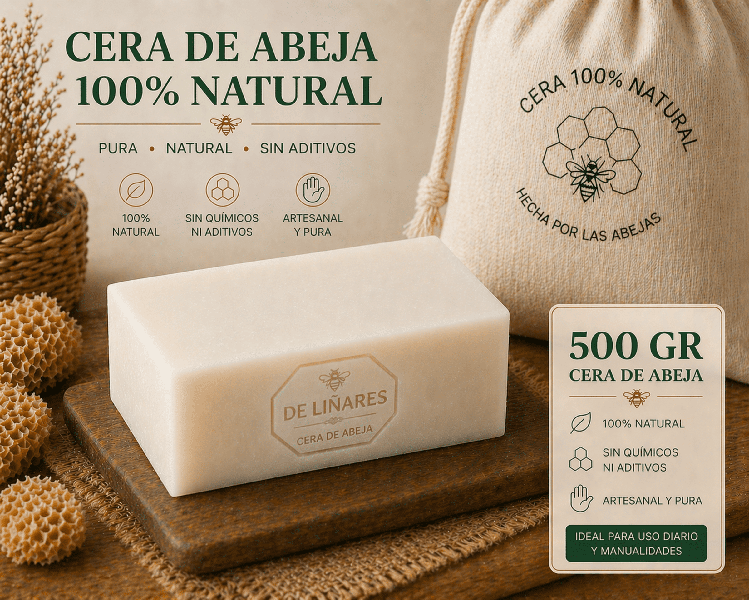 Cera de Abejas Blanca 100% Natural Ideal para Velas - 7