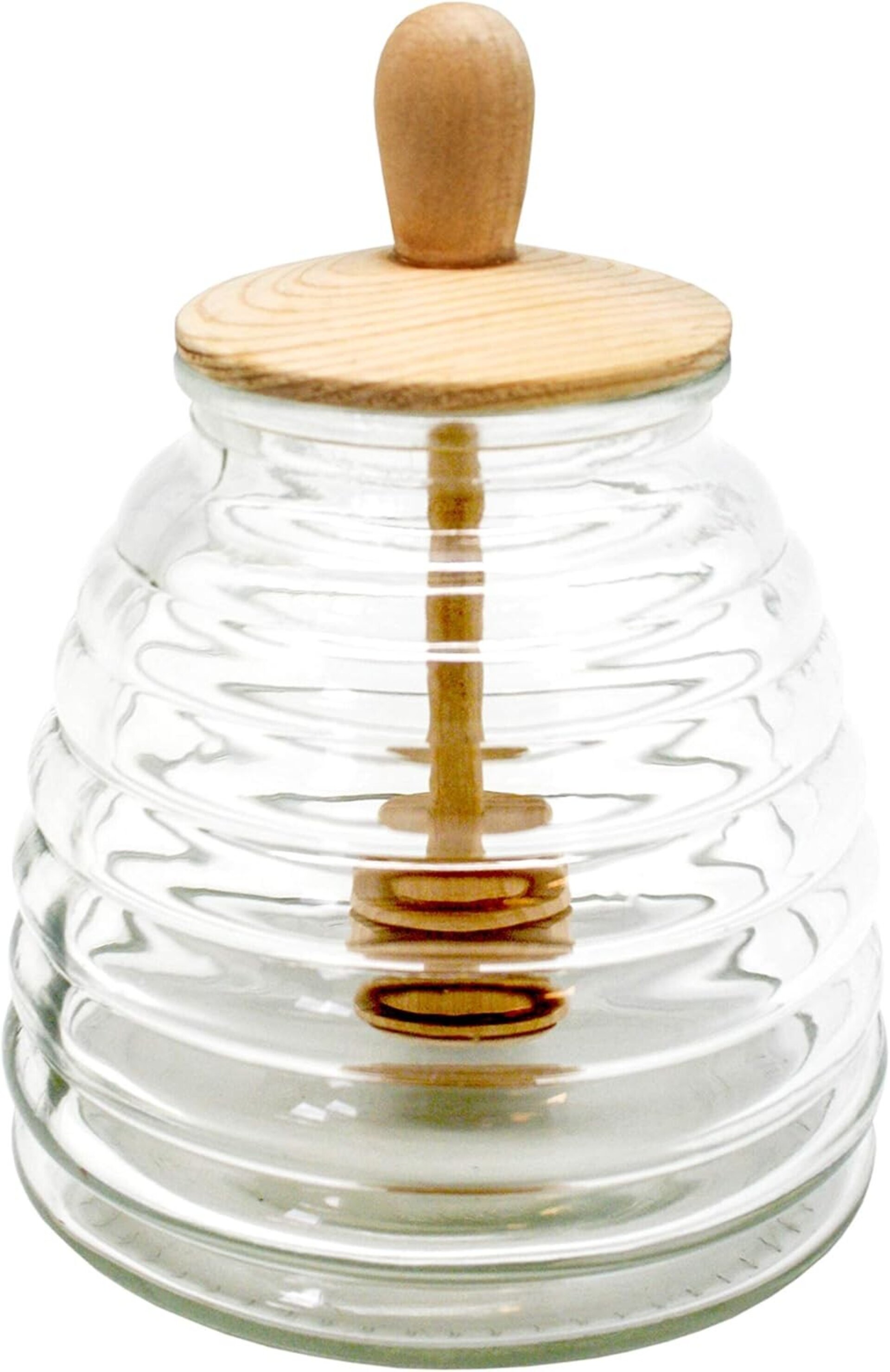 Tarro para Miel de Cristal con Dispensador de Madera Integrado - 4