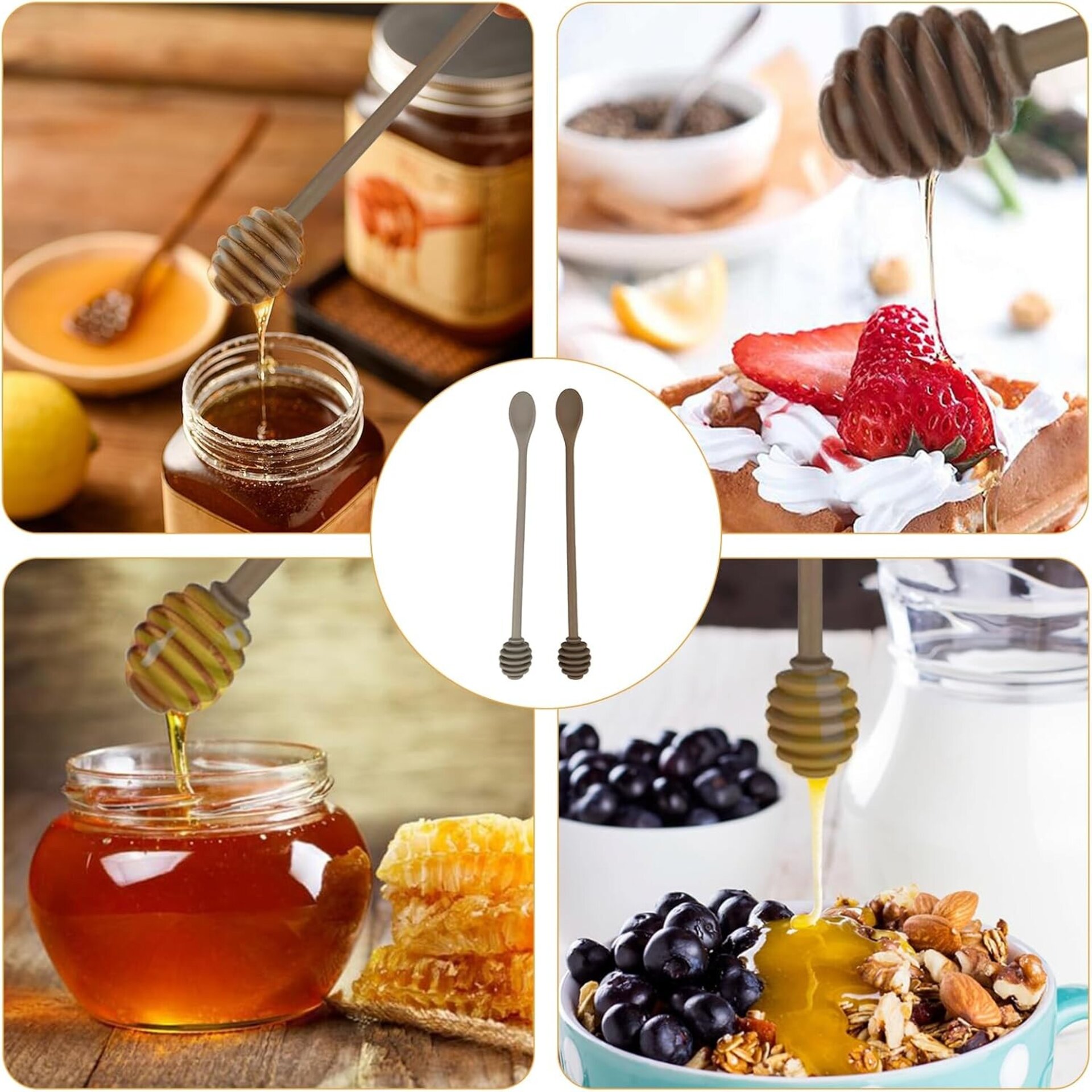 Cuchara de Miel de Silicona 25 cm  – Dispensador y Agitador - 5