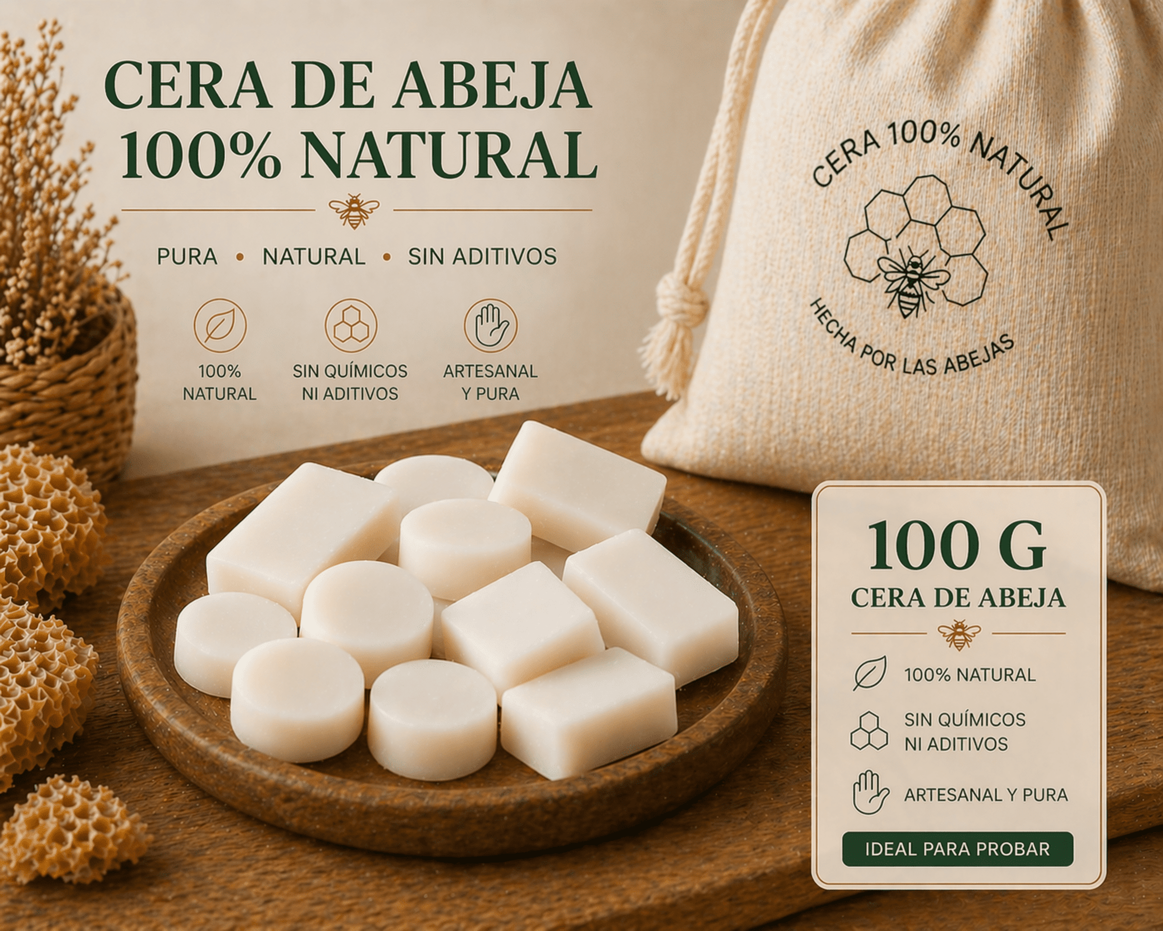 Cera de Abejas Blanca 100% Natural Ideal para Velas - 5